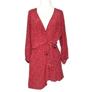 Free People Clara floral print tunic dress red size L